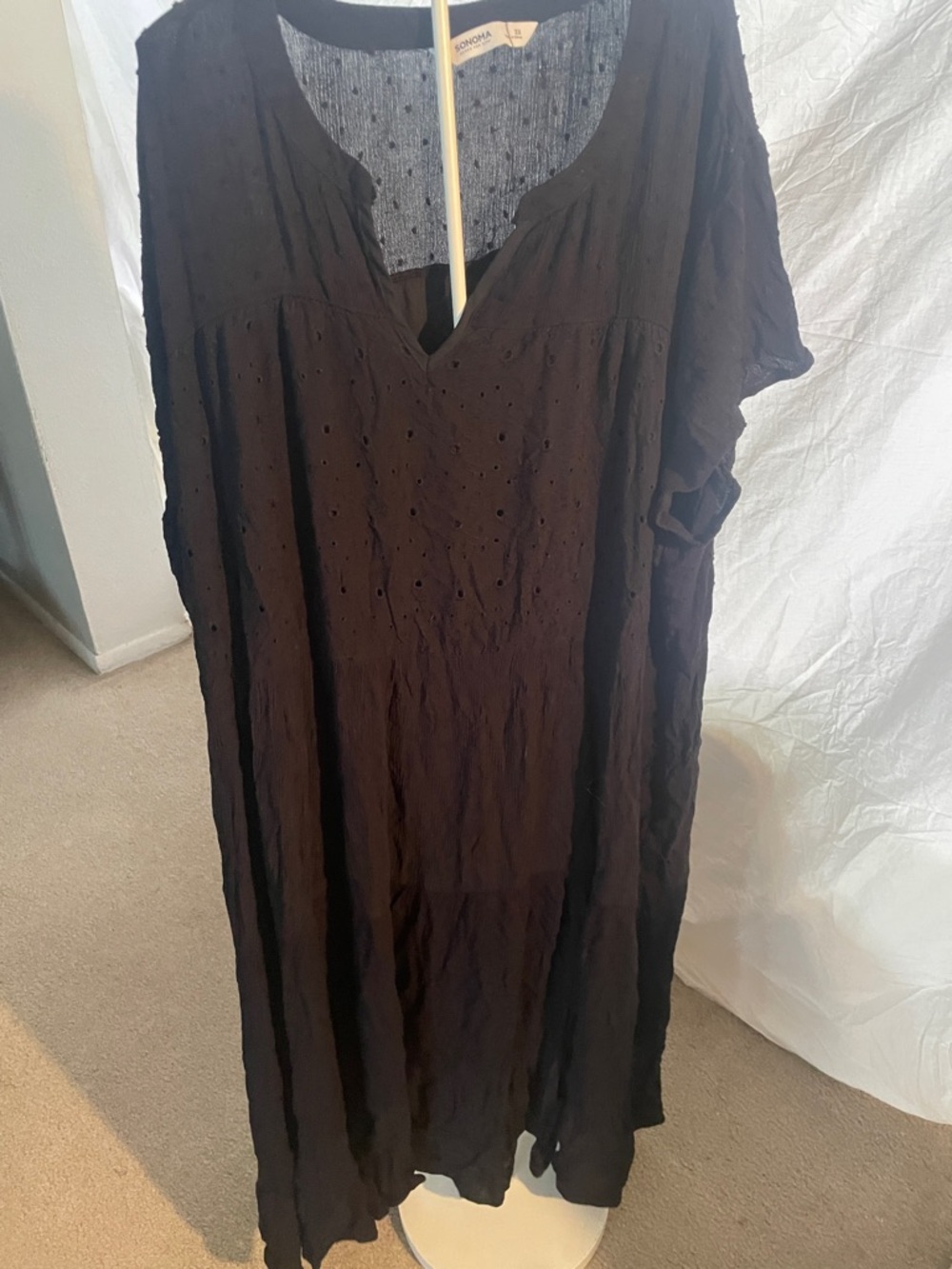 Sonoma Black Eyelet V-Neck Dress